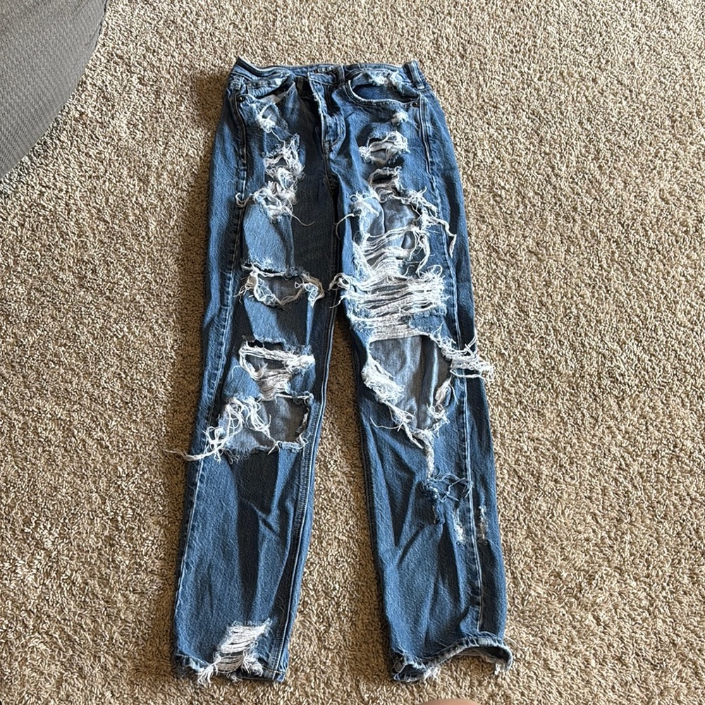 American Eagle Blue Skinny Jeans Distressed
